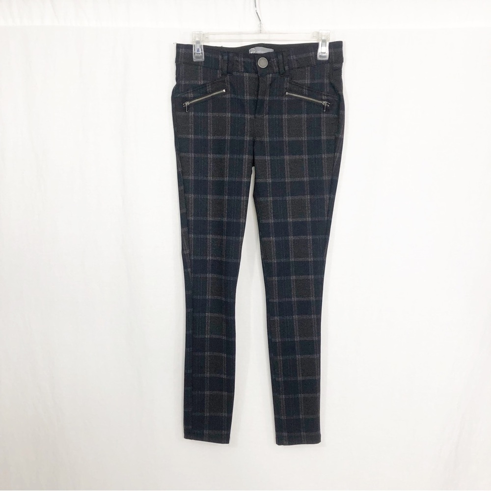 Wit & Wisdom Ponte Stretch Plaid Ankle Pants, Size 4, Black Gray
